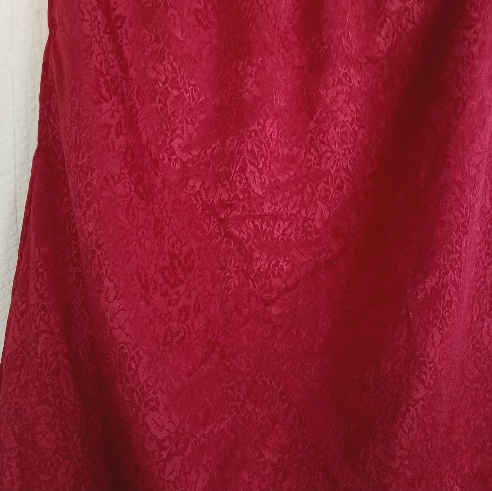 Kathie Lee Red Floral Satin Maxi Slip Skirt - Picture 7 of 12